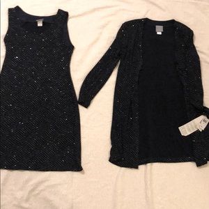 Sparkle Navy blue sleeveless dress and jacket